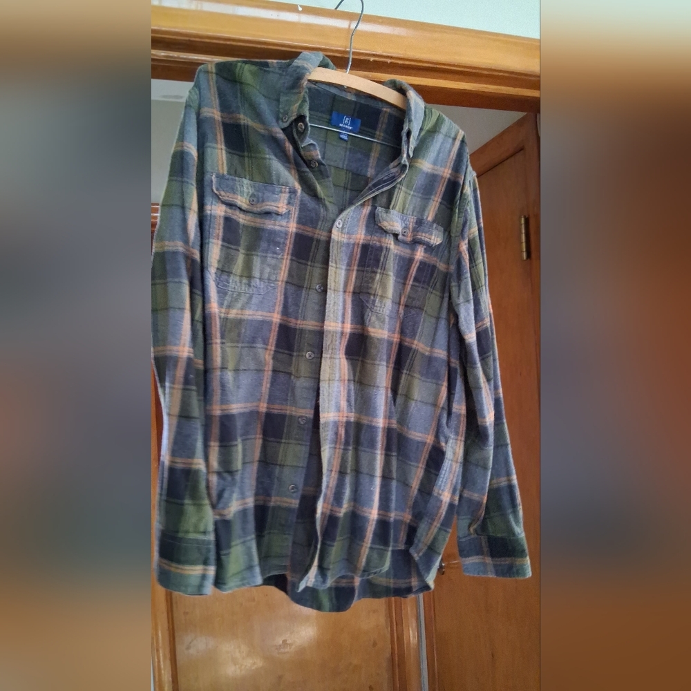 George Olive and Navy Plaid Shirt